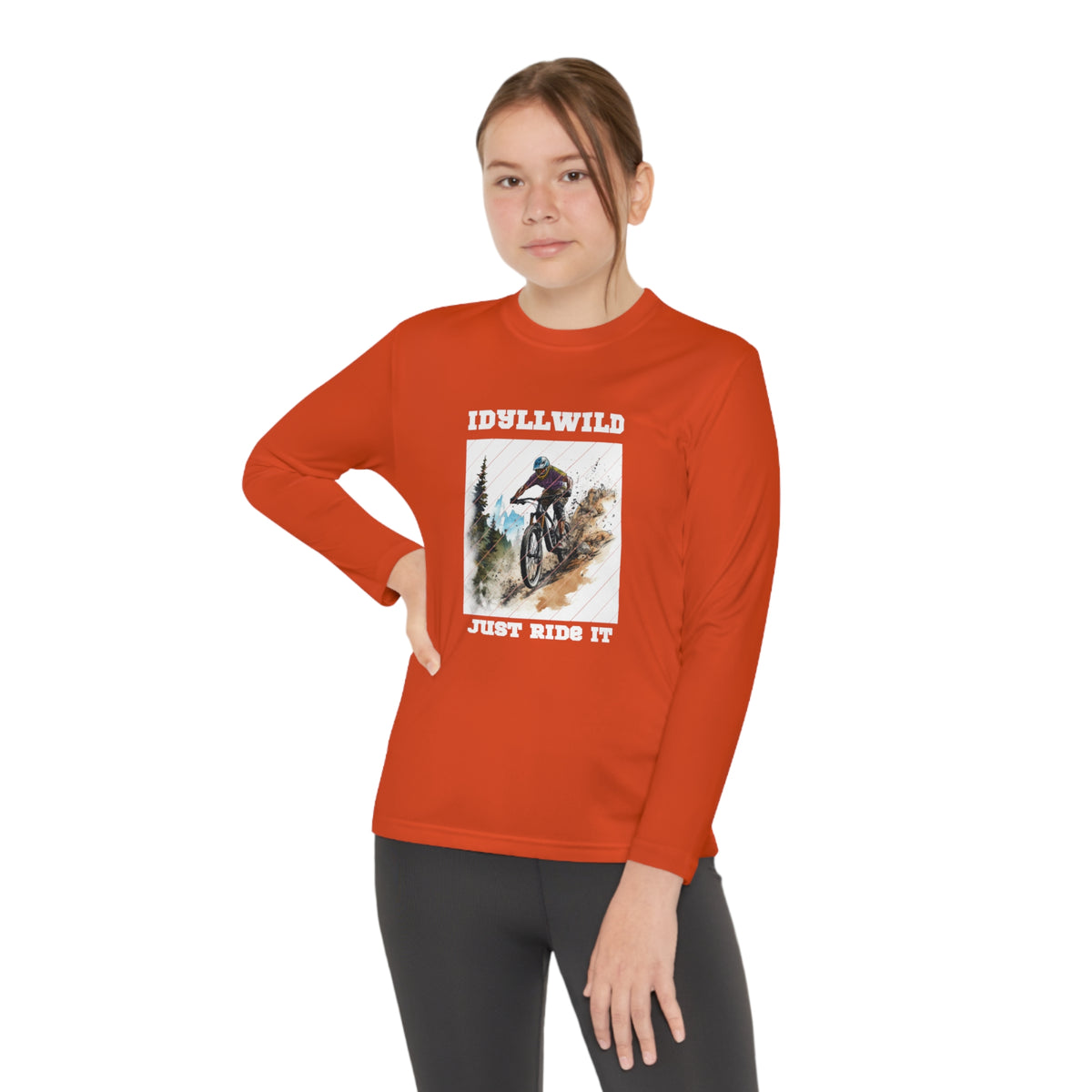 =Idyllwild Mountain Biking Square Youth Long Sleeve Competitor Tee