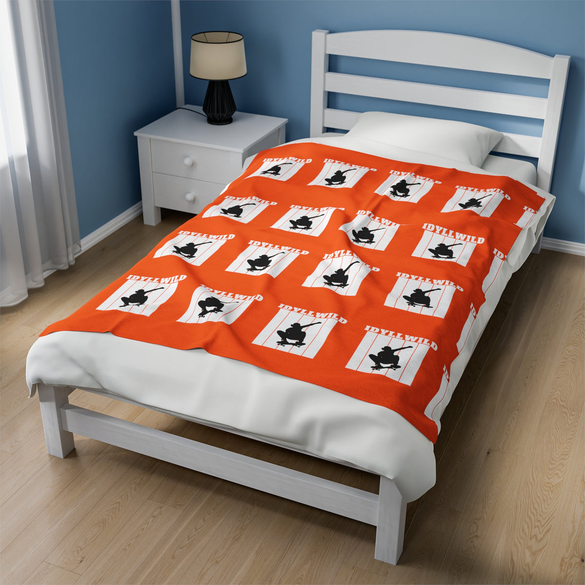 Velveteen Plush Blanket Skate Idyllwild Orange Pattern