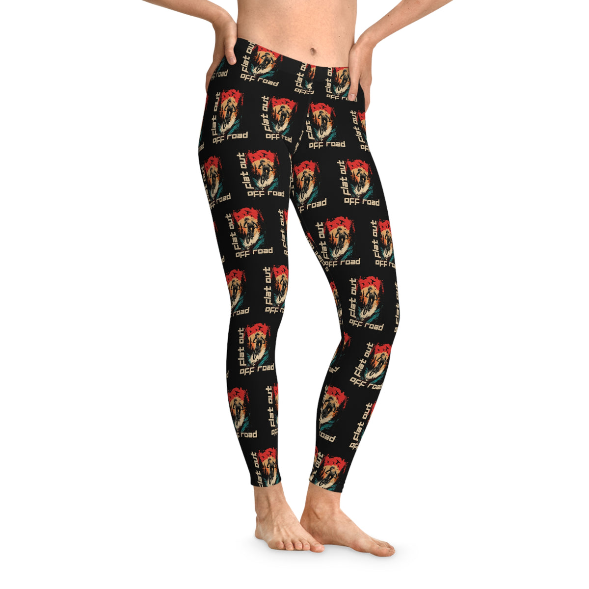 Mountain Biking "Off Road Flat Out" Stretchy Leggings