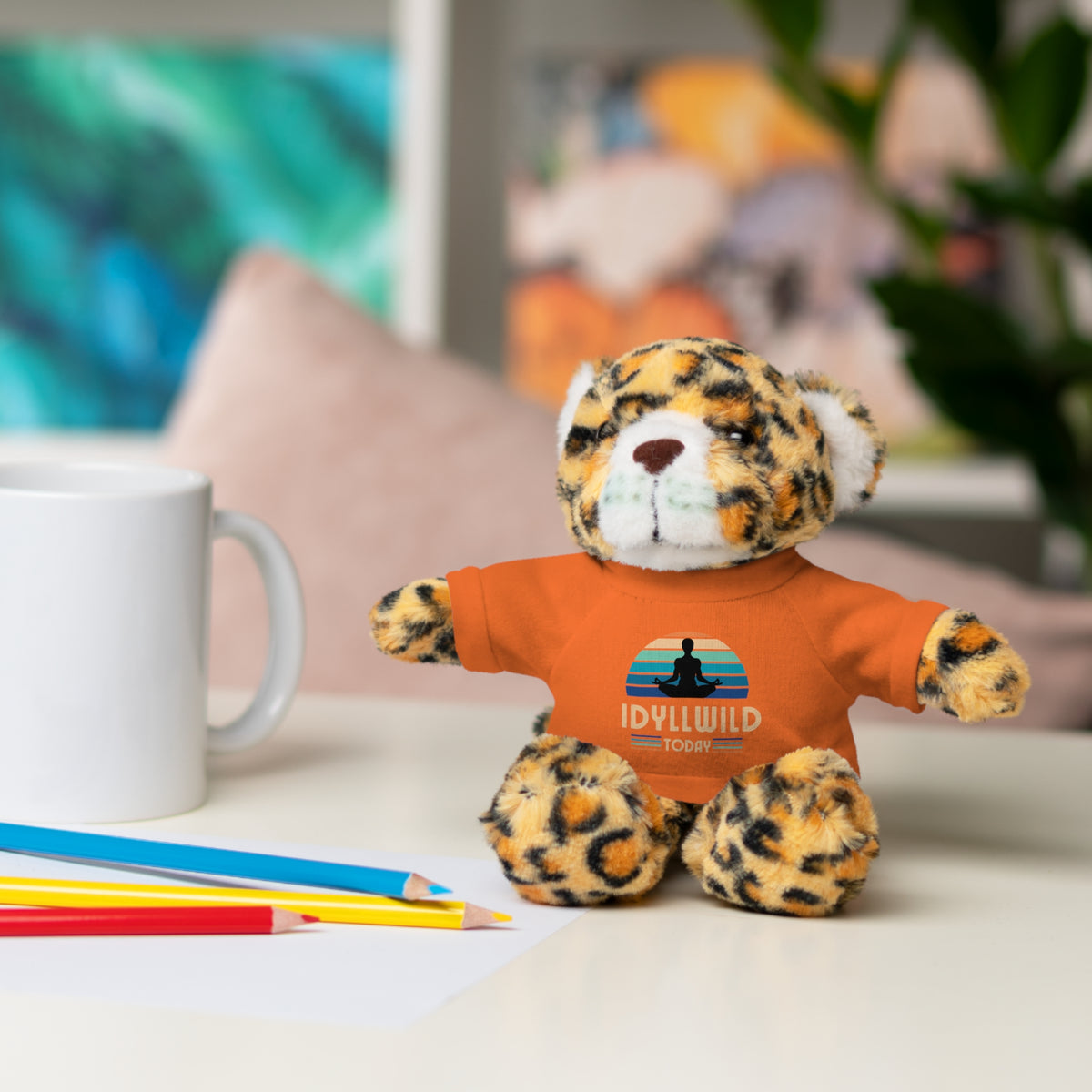 Stuffed Animals with Tee Idyllwild Yoga Day