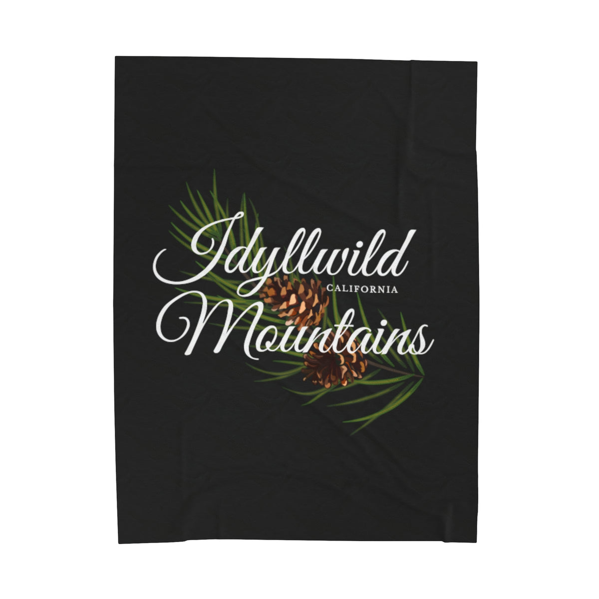 Velveteen Plush Blanket Idyllwild Mountains Coneback Black