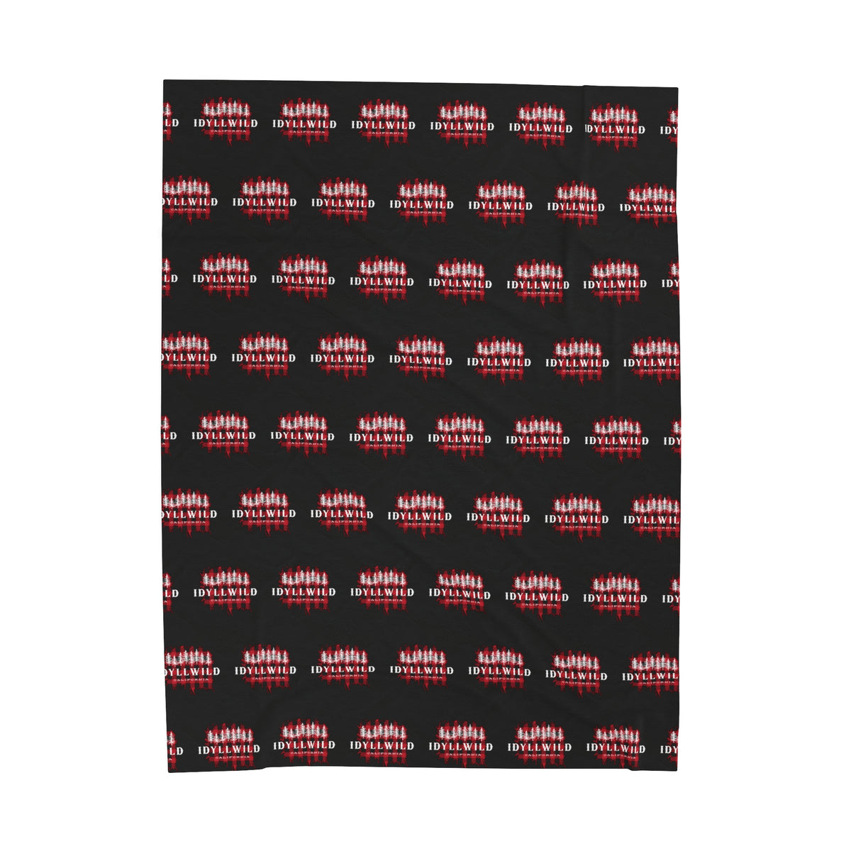 Velveteen Plush Blanket Red Buffalo White Pines Pattern Black