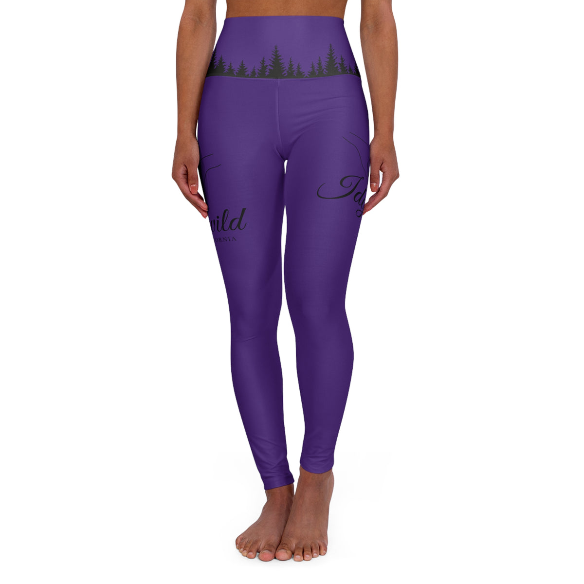 High Waisted Yoga Leggings (AOP) Idyllwild Heart hands Purple