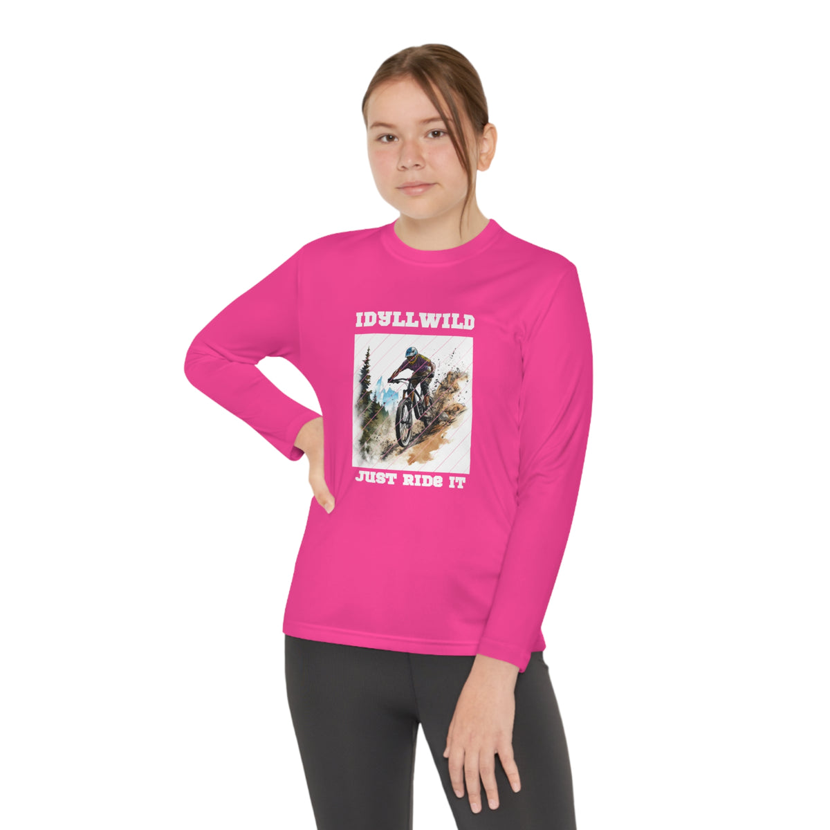=Idyllwild Mountain Biking Square Youth Long Sleeve Competitor Tee