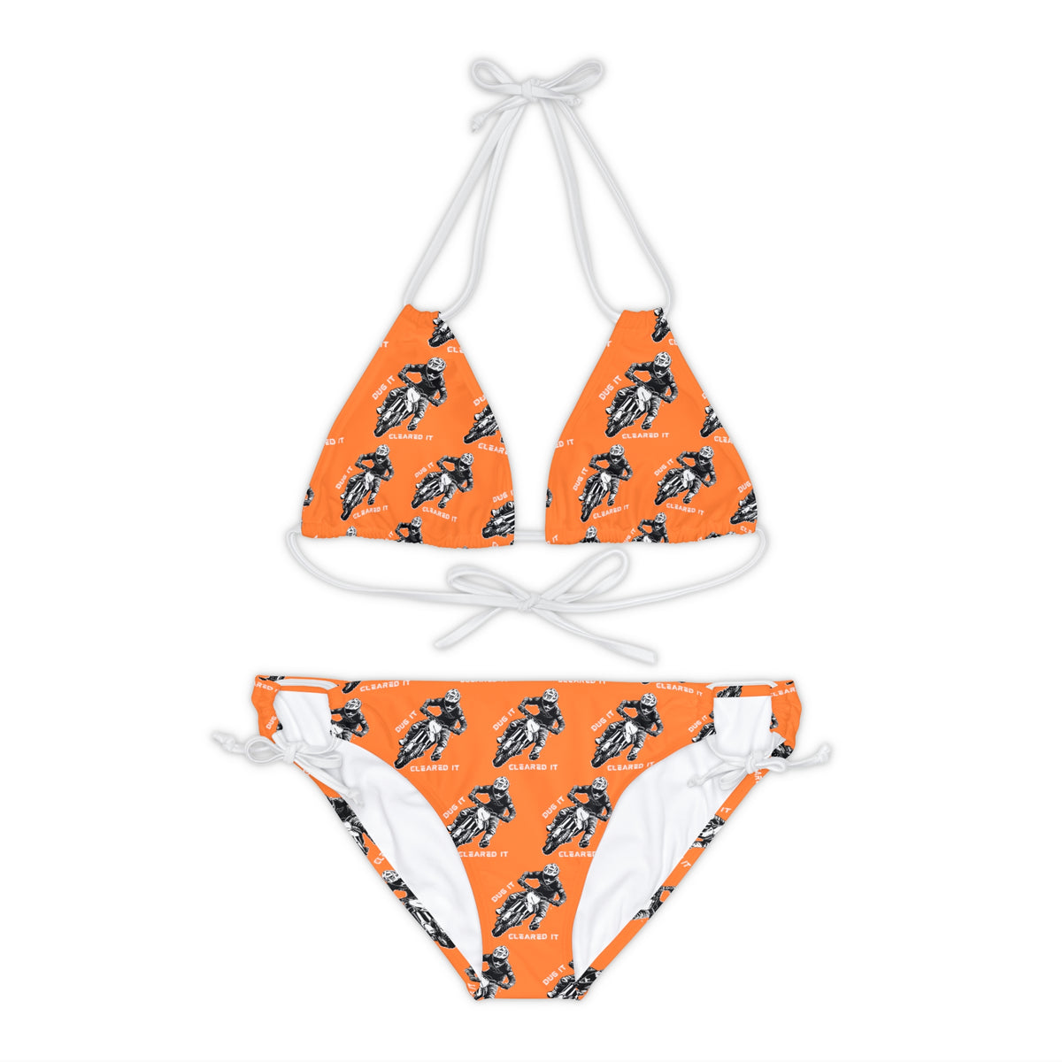 Dirtbike Motocross "Dug it Cleared It" Strappy Orange Bikini Set