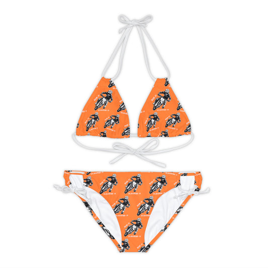 Dirtbike Motocross "Dug it Cleared It" Strappy Orange Bikini Set