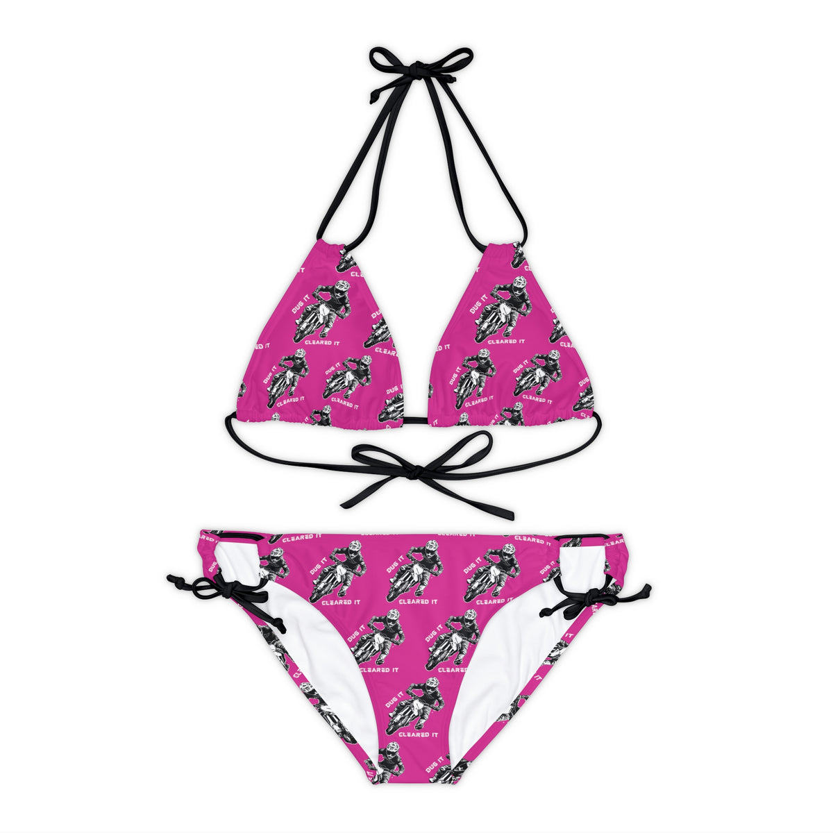 Dirtbike Motocross "Dug it Cleared It" Pink Strappy Bikini Set