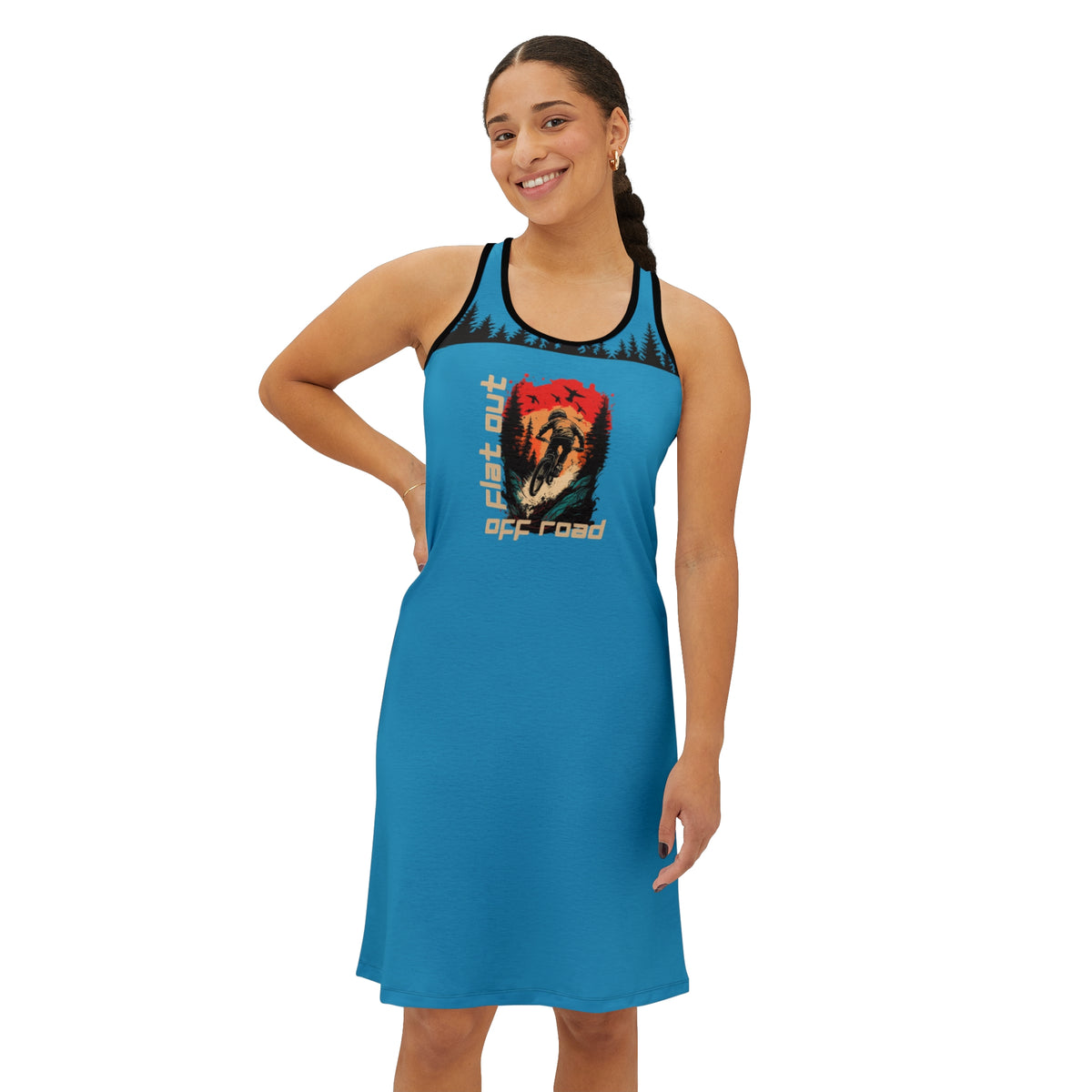 Women's Mountain Bike "Flat Out Off Road" Turquoise Racerback Dress