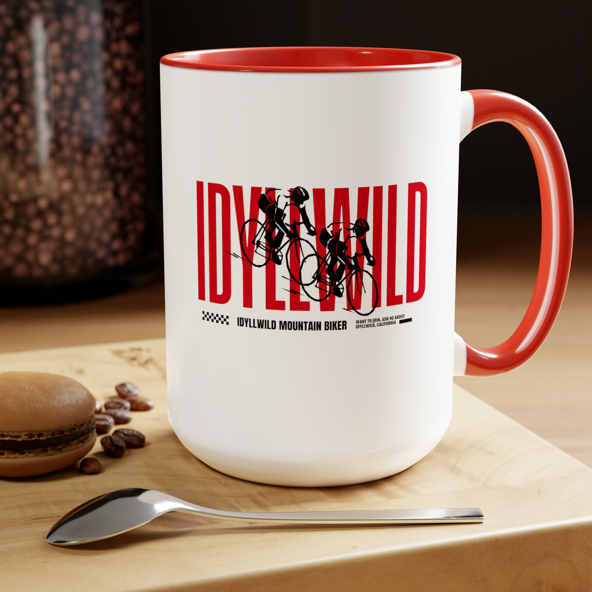 Two-Tone Coffee Mugs, 15oz Mountain biking Idyllwild