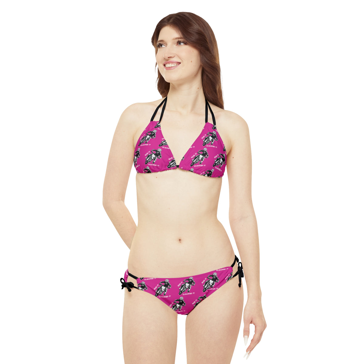 Dirtbike Motocross "Dug it Cleared It" Pink Strappy Bikini Set