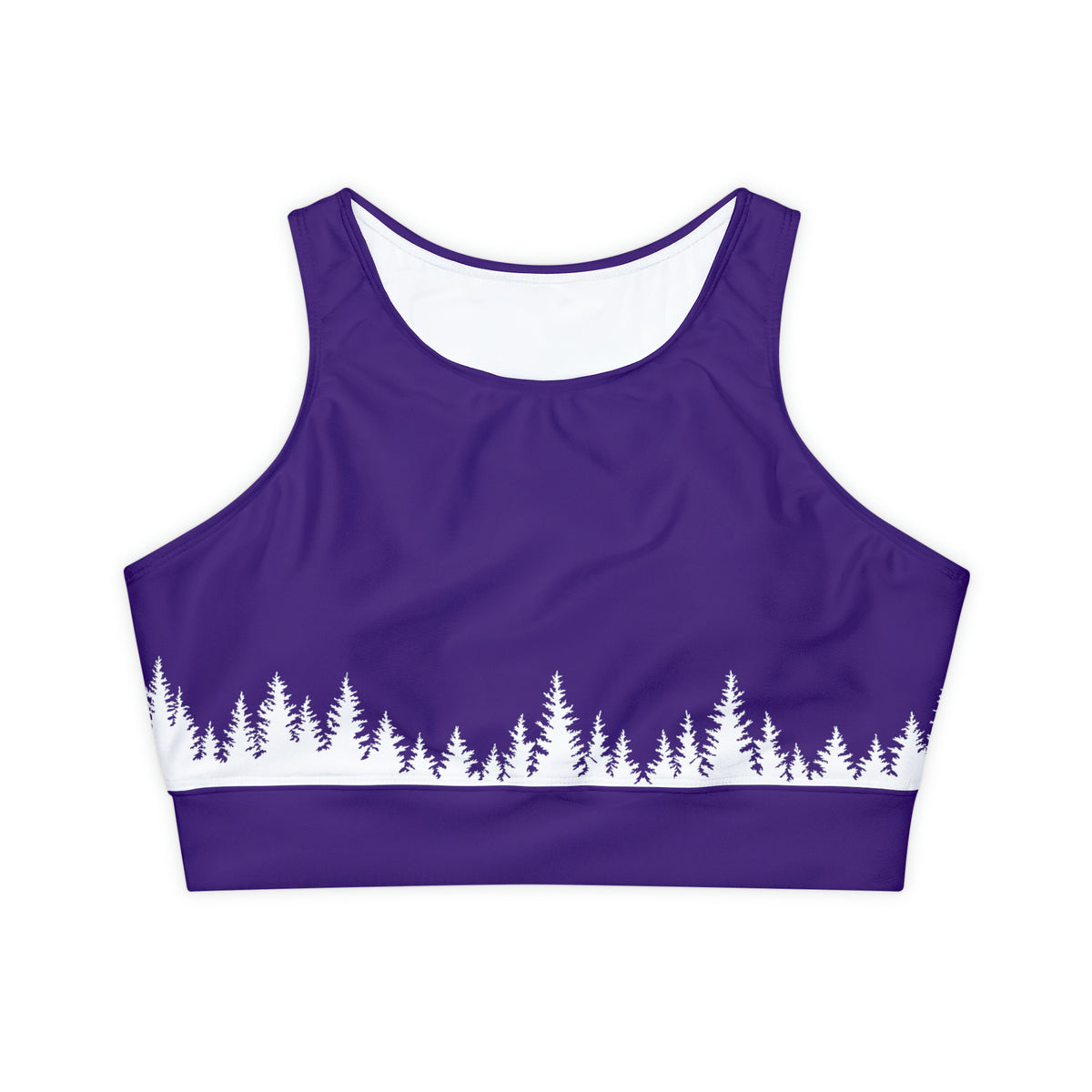 Fully Lined, Padded Sports Bra (AOP) Pine Lines Purple