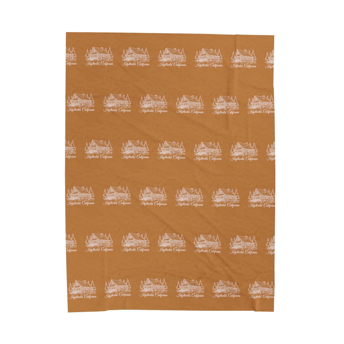 Velveteen Plush Blanket Idyllwild Log Cabin Pattern Tan