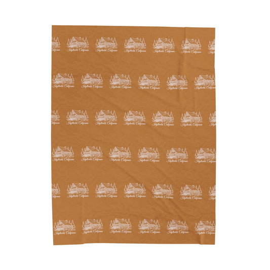 Velveteen Plush Blanket Idyllwild Log Cabin Pattern Tan