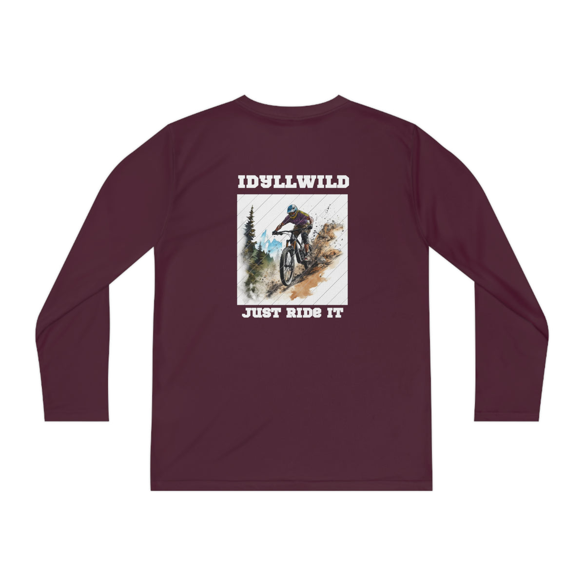 =Idyllwild Mountain Biking Square Youth Long Sleeve Competitor Tee