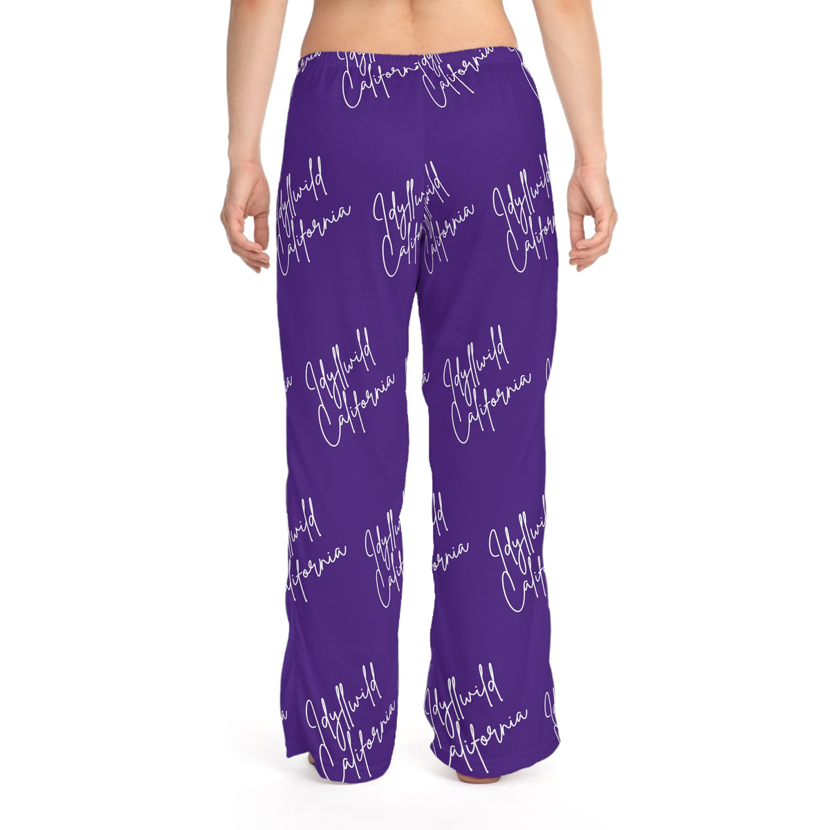Women's Pajama Pants (AOP) Idyllwild California Script Purple