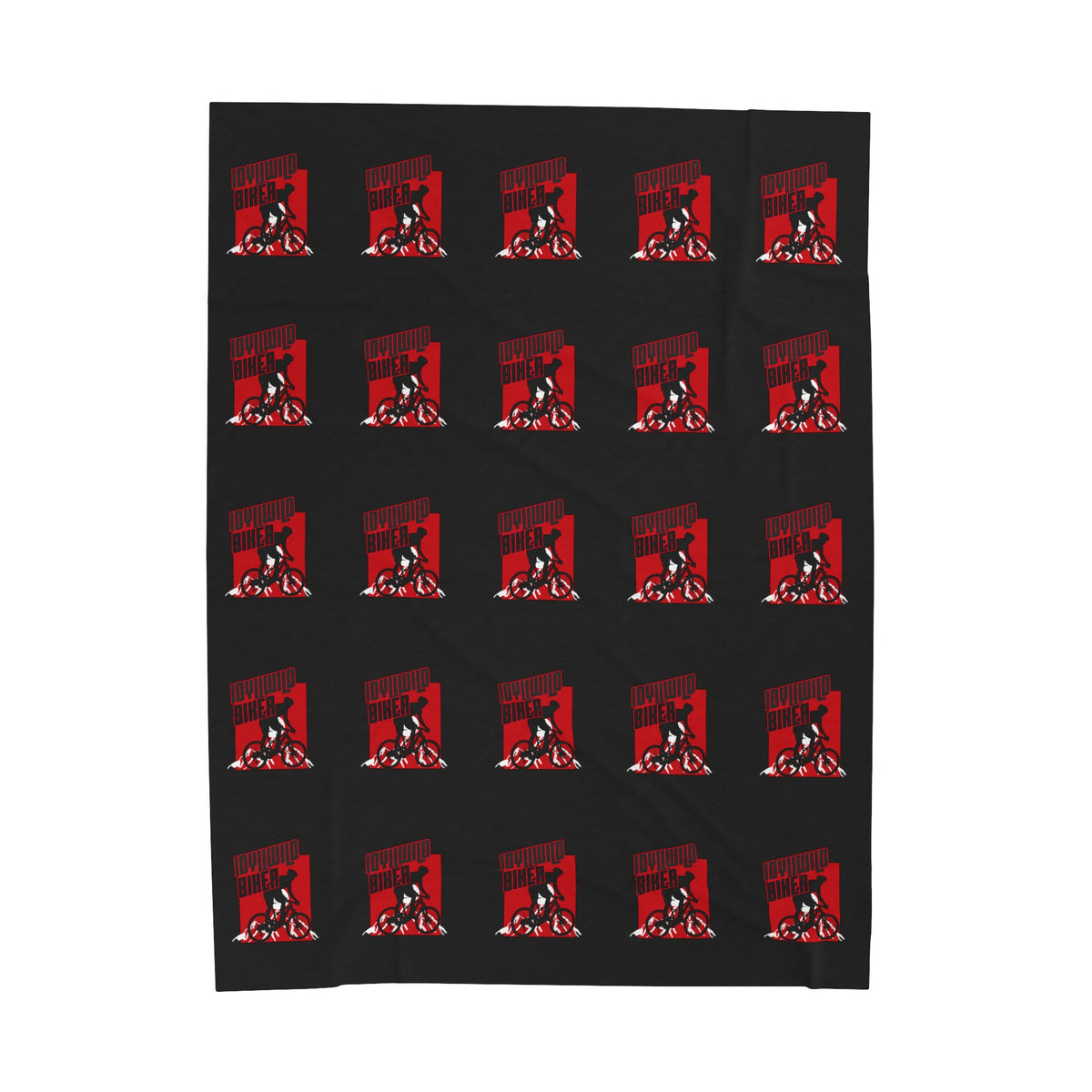 Velveteen Plush Blanket Idyllwild Biker Pattern Black