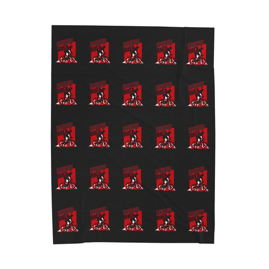 Velveteen Plush Blanket Idyllwild Biker Pattern Black