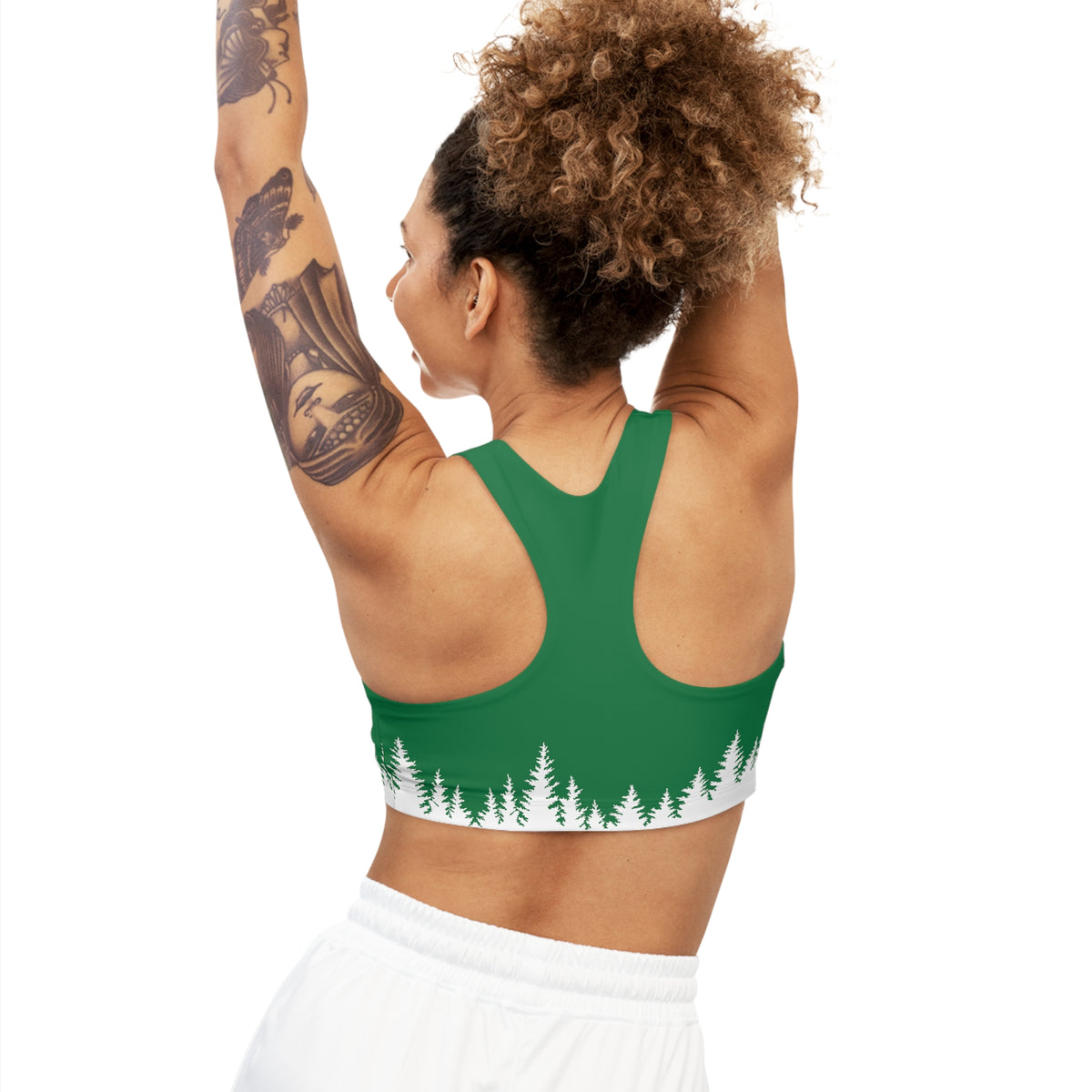 Pine Trim Green Sports Bra