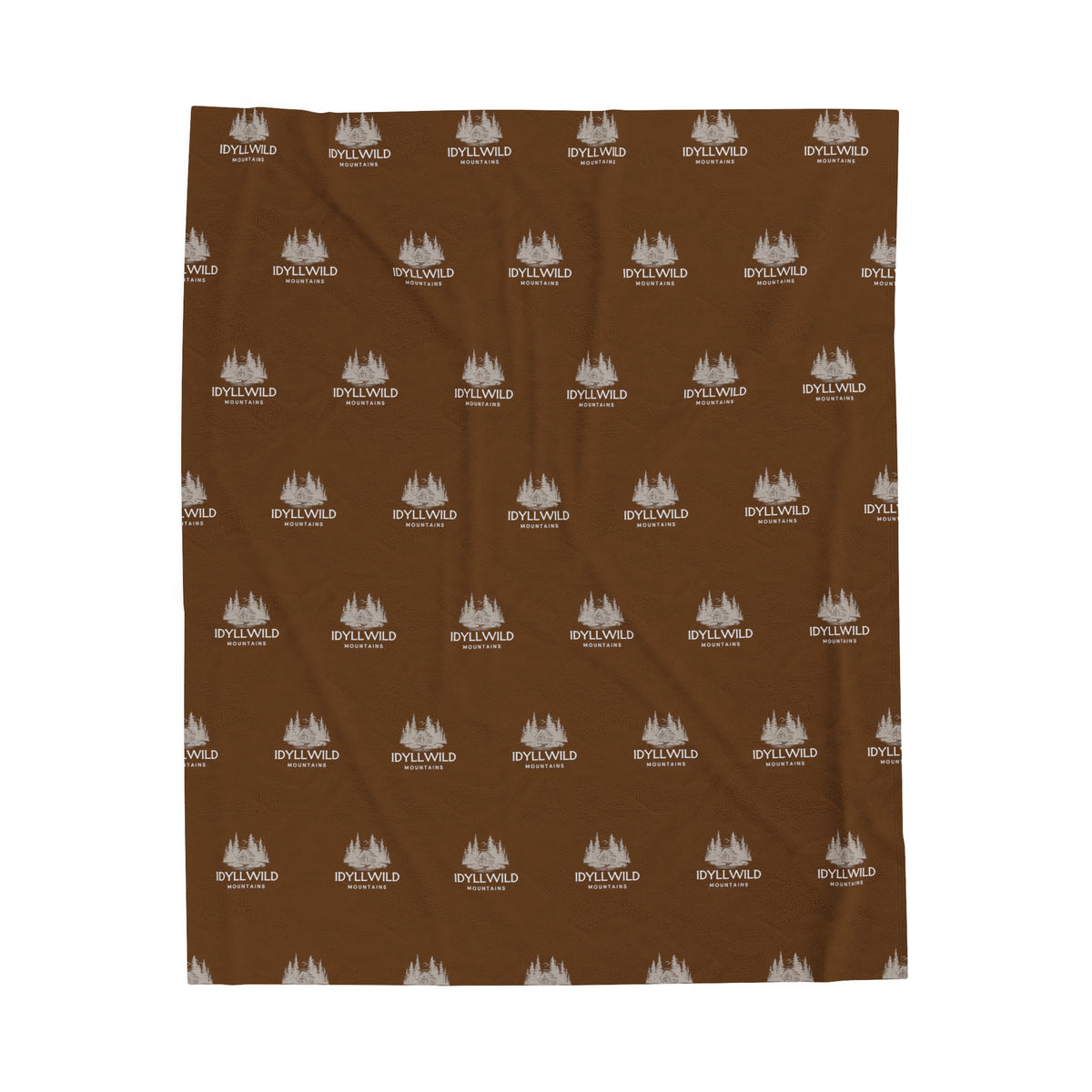 Velveteen Plush Blanket Idyllwild Cabin In the Woods Badge Pattern Brown