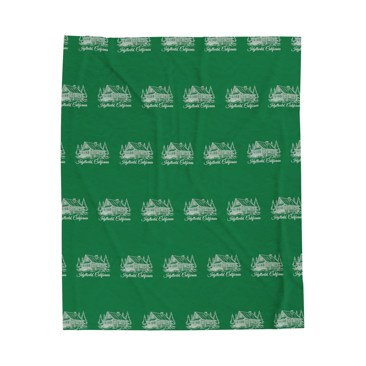 Velveteen Plush Blanket Idyllwild Log Cabin Pattern Green