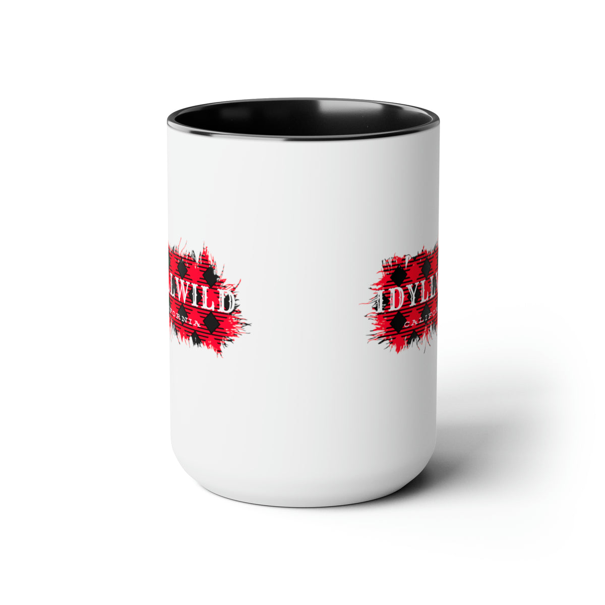 Two-Tone Coffee Mugs, 15oz Idyllwild Red Buffalo Plaid