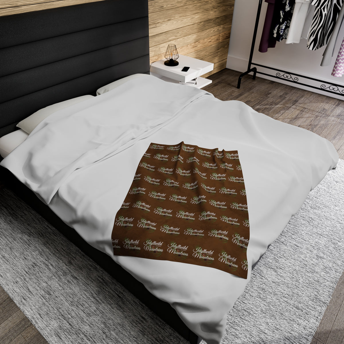 Velveteen Plush Blanket Idyllwild Classy Coneback Pattern Brown
