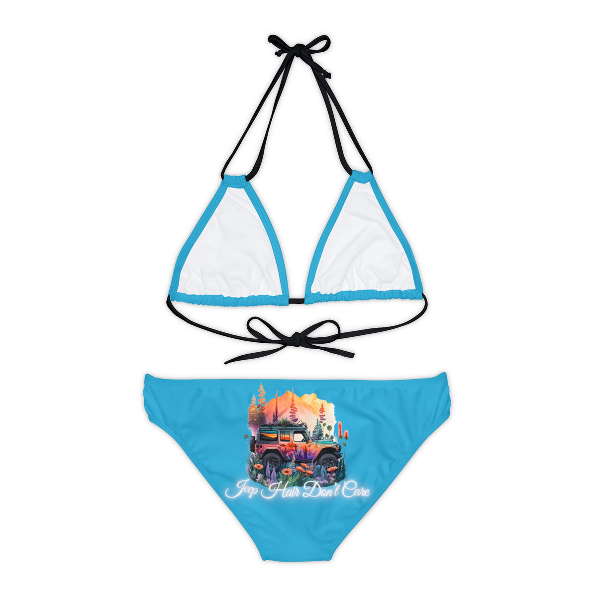 Jeep Hair Don't Care Strappy Turquoise Bikini Set
