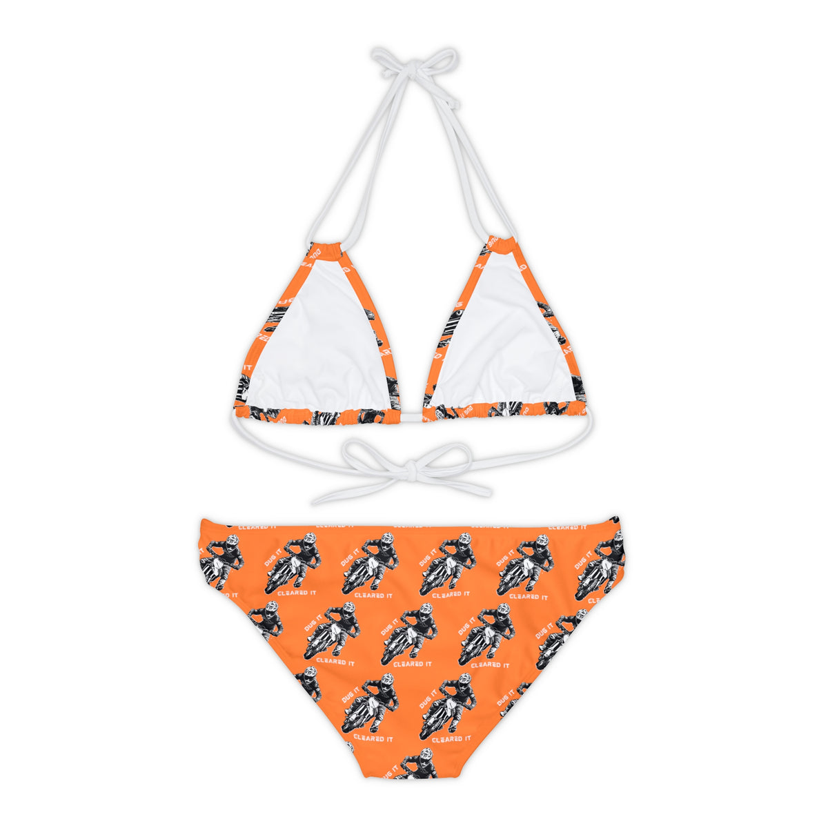 Dirtbike Motocross "Dug it Cleared It" Strappy Orange Bikini Set