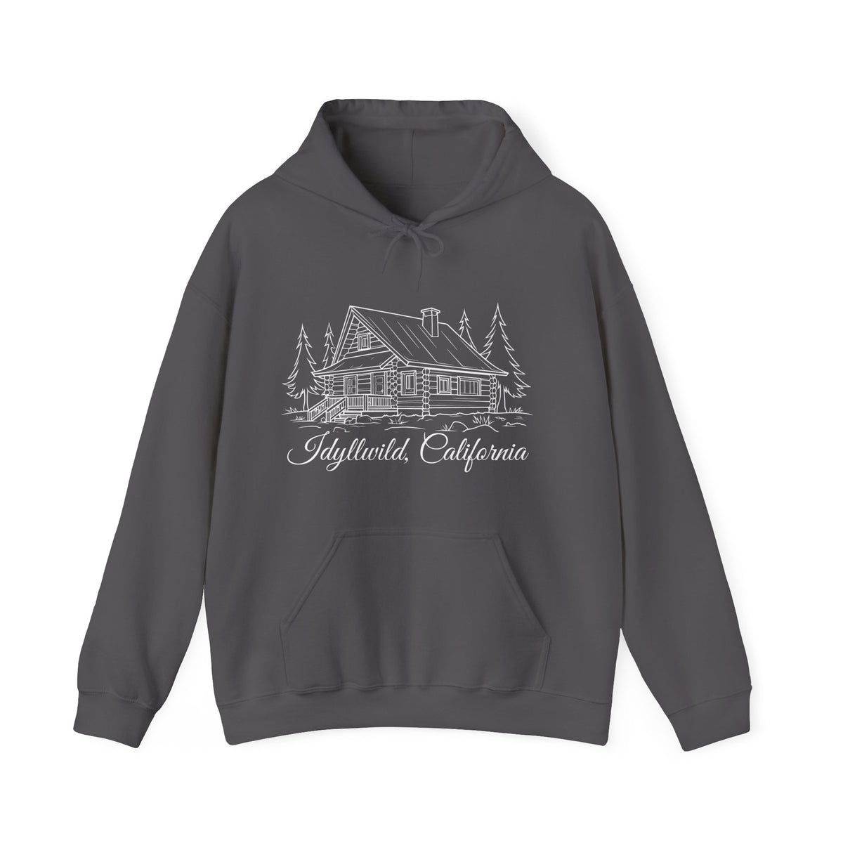 Unisex Heavy Blend™ Hooded Sweatshirt Idyllwild California Big Cabin Sketch
