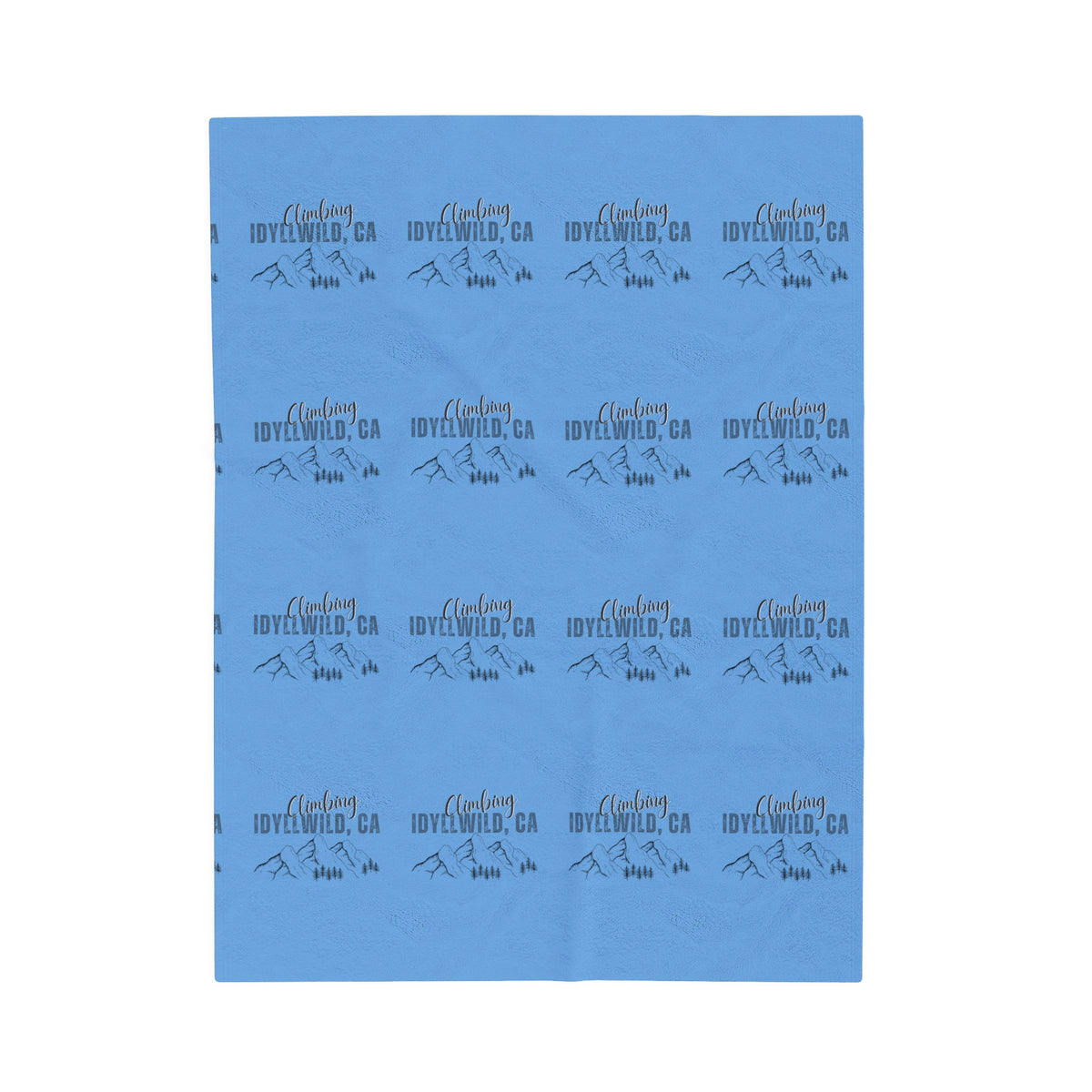 Velveteen Plush Blanket Climbing Idyllwild Blue Pattern