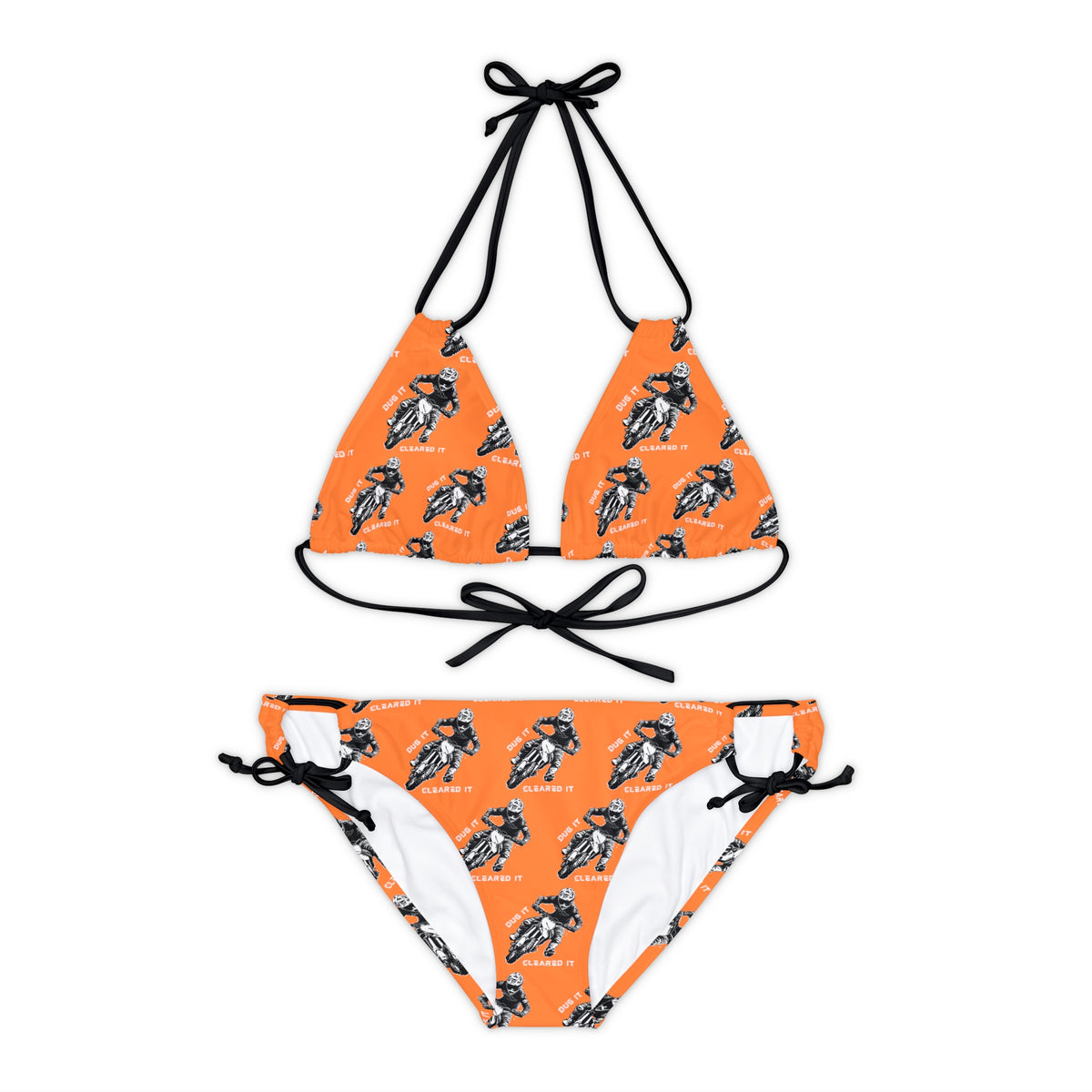 Dirtbike Motocross "Dug it Cleared It" Strappy Orange Bikini Set