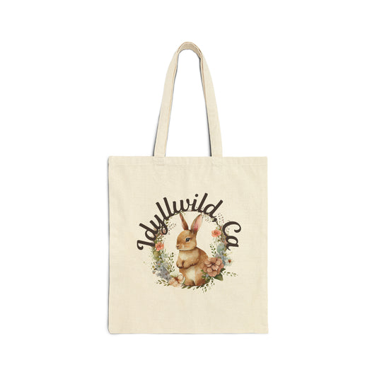 Cotton Canvas Tote Bag Idyllwild Bunny Wreath