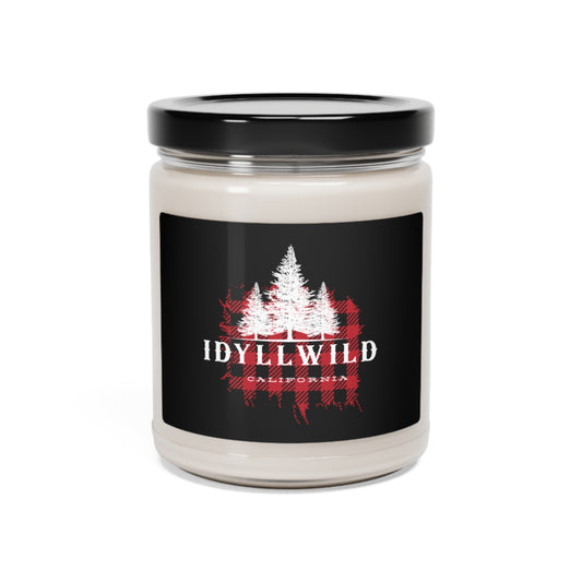 Scented Soy Candle, 9oz Idyllwild Red Buffalo Plaid Patch Tall Pine