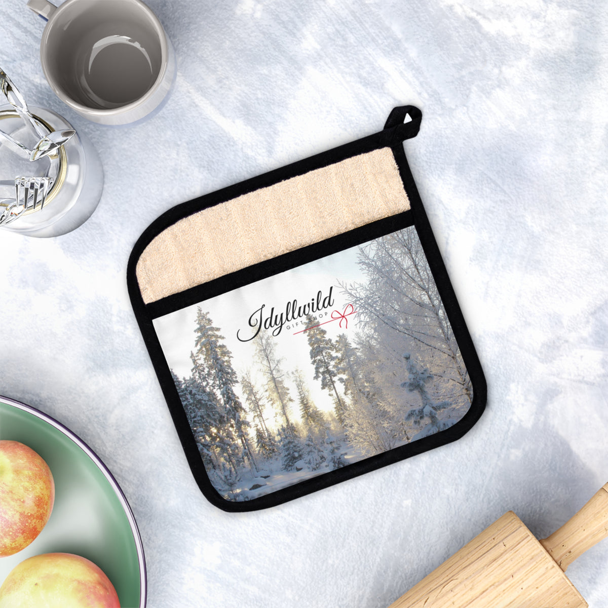 Idyllwild Gift Shop Snow Pot Holder with Pocket