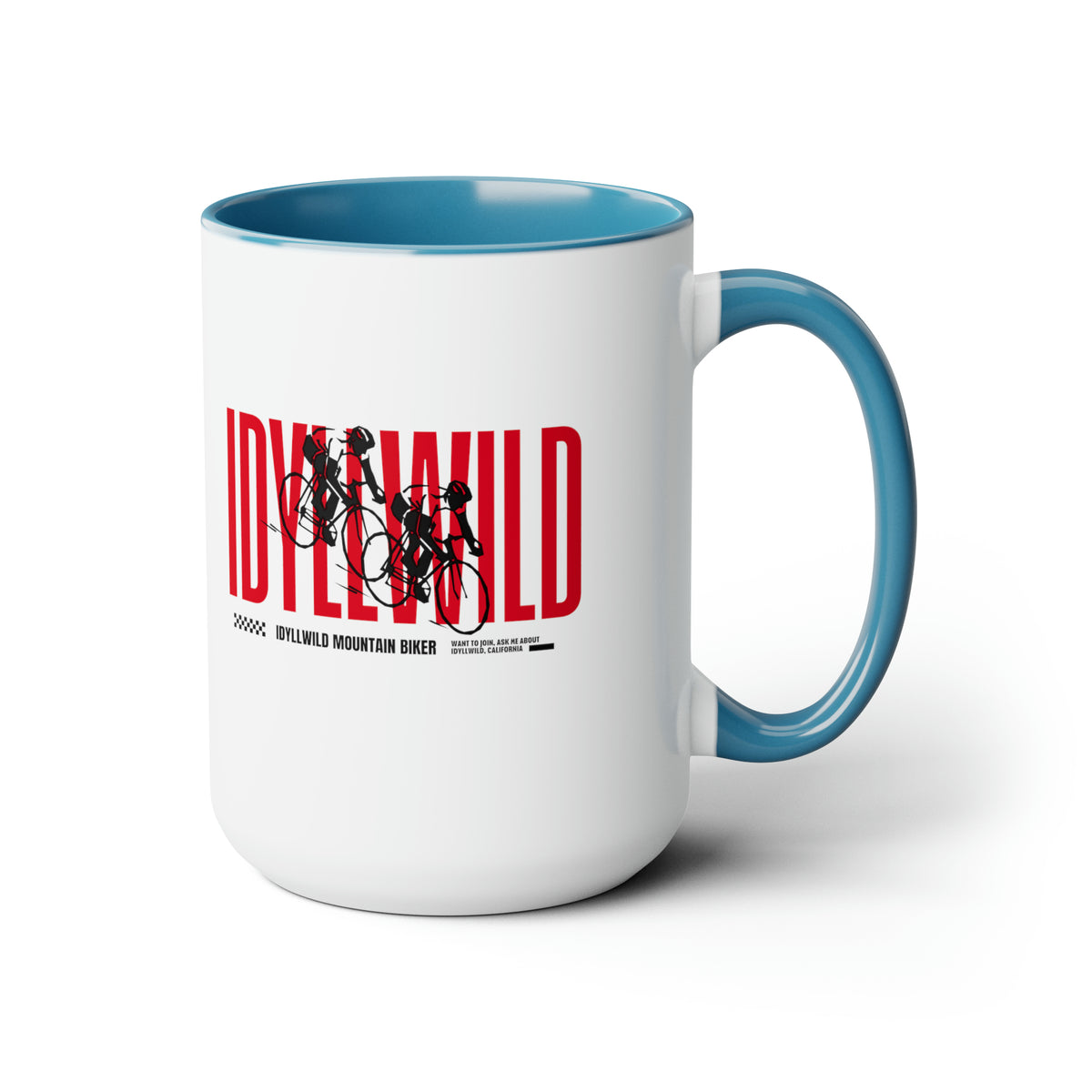 Two-Tone Coffee Mugs, 15oz Mountain biking Idyllwild