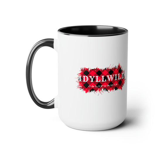 Two-Tone Coffee Mugs, 15oz Idyllwild Red Buffalo Plaid