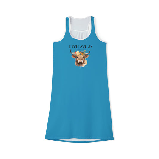 Copy of Women's Racerback Dress (AOP)Idyllwild Cow 1 Turquoise