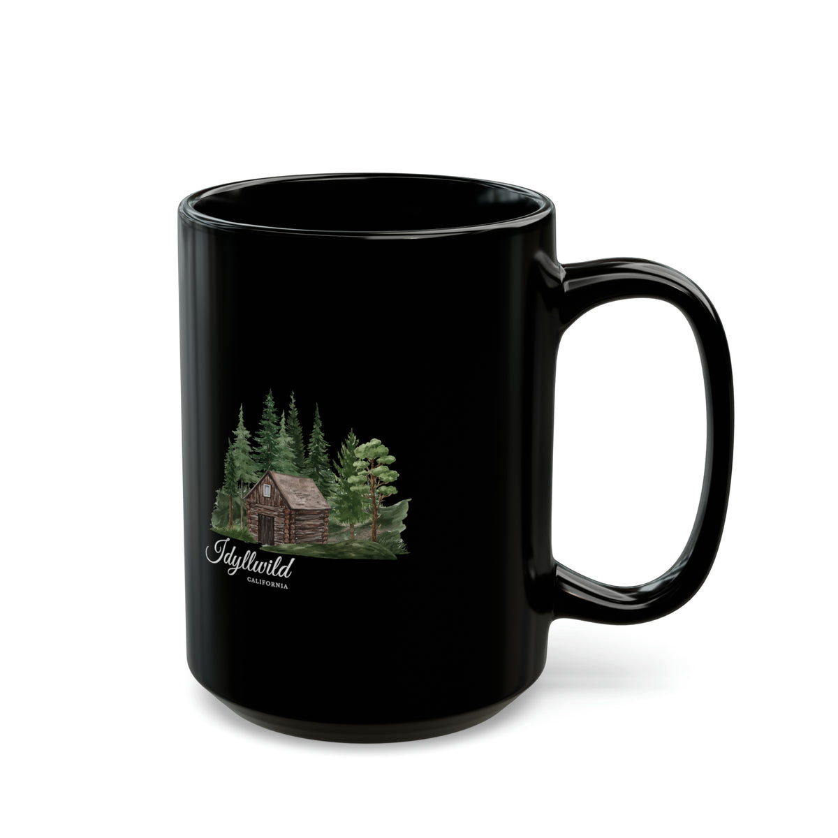 Black Mug (11oz, 15oz) Idyllwild Cabin in the woods