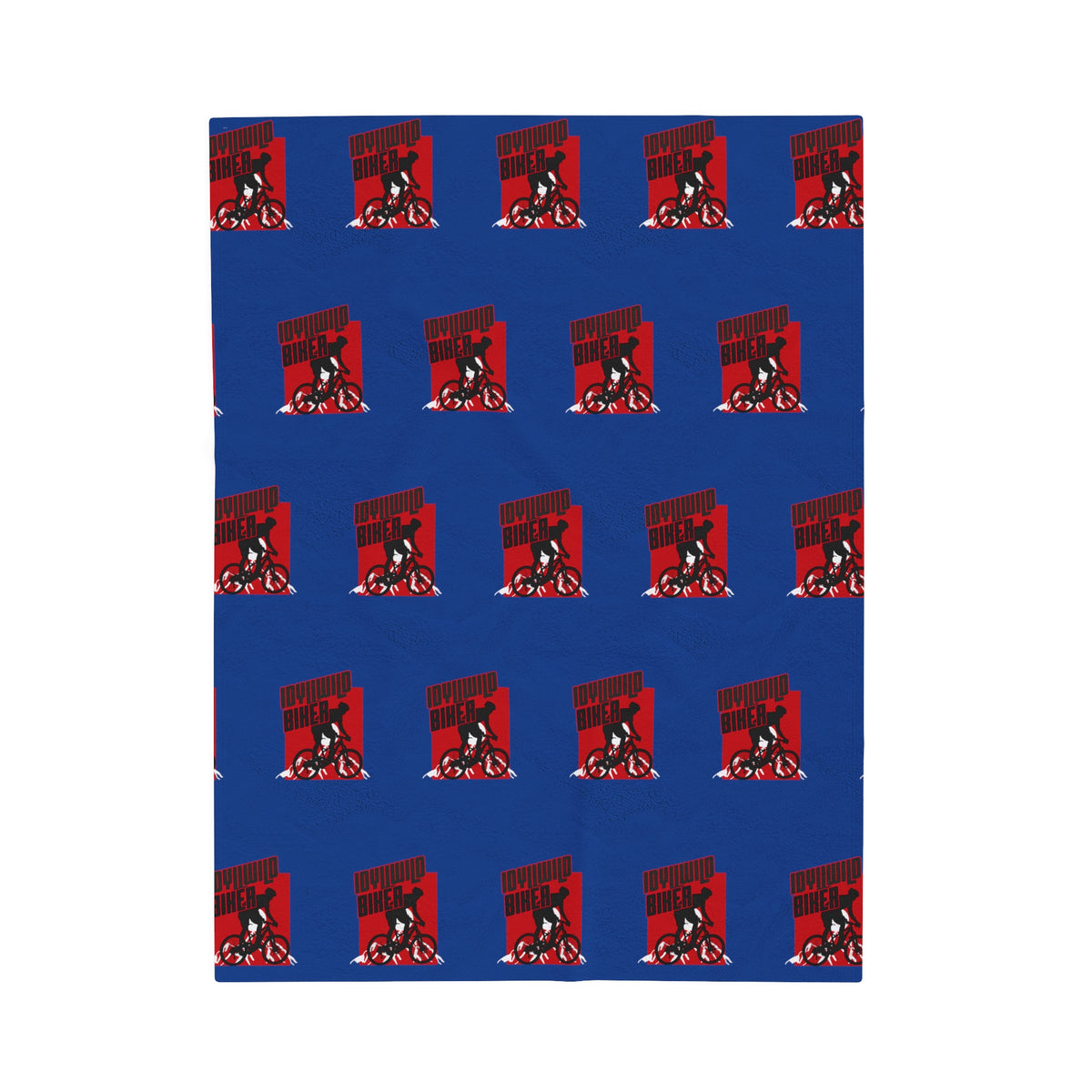 Velveteen Plush Blanket Idyllwild Biker Pattern Blue