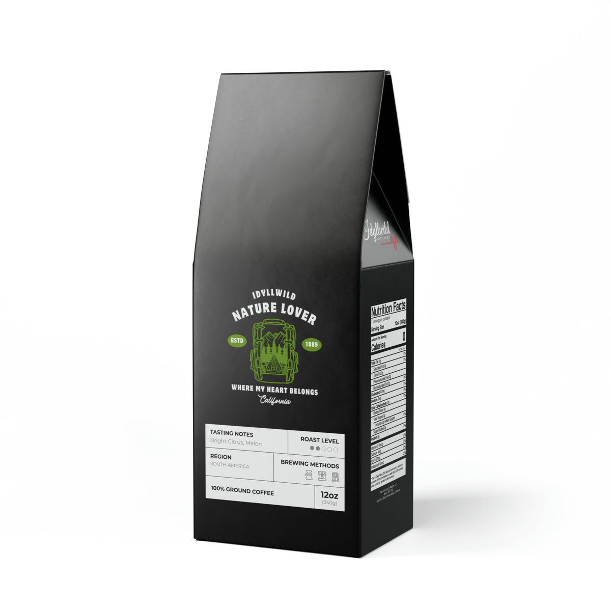 Colombia Single Origin Coffee (Light-Medium Roast) Idyllwild Nature Lover Est Black