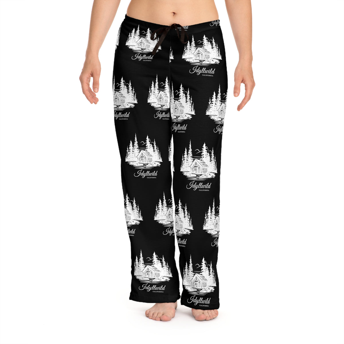 Women's Pajama Pants (AOP)Classy Cabin in The Woods Black