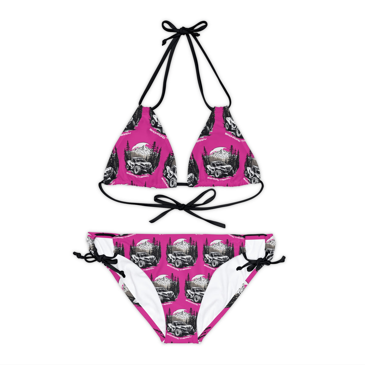 Can Am Strappy Pink Bikini Set