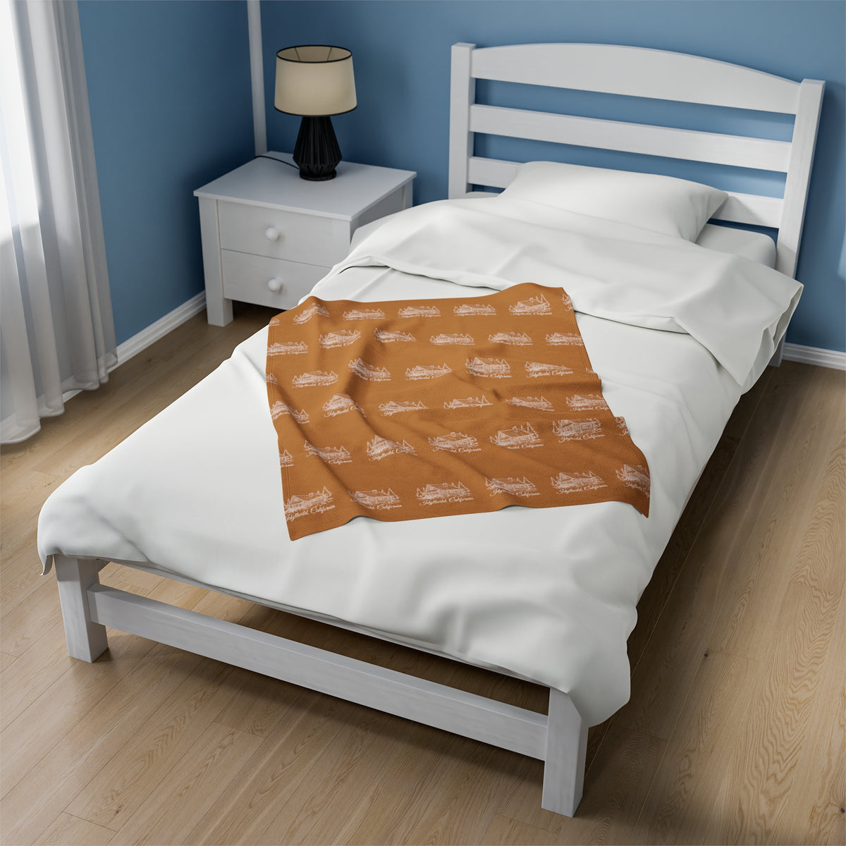 Velveteen Plush Blanket Idyllwild Log Cabin Pattern Tan