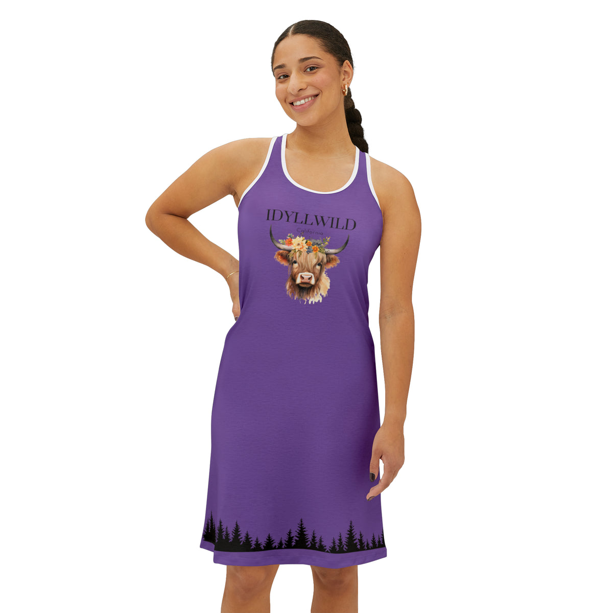 Copy of Women's Racerback Dress (AOP)Idyllwild Cow 1 Purple