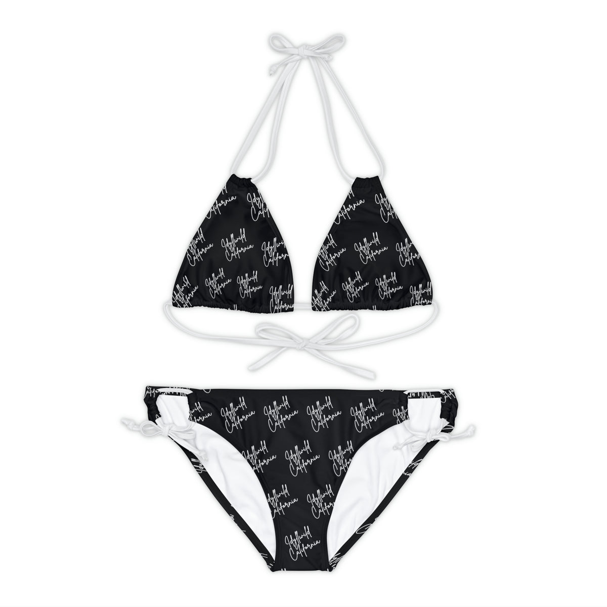 Strappy Bikini Set (AOP) Black Idyllwild California
