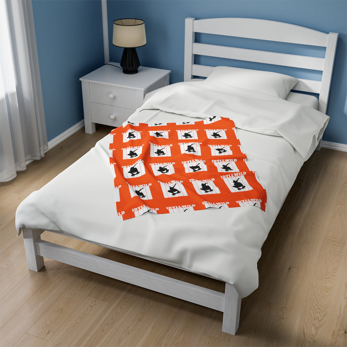 Velveteen Plush Blanket Skate Idyllwild Orange Pattern