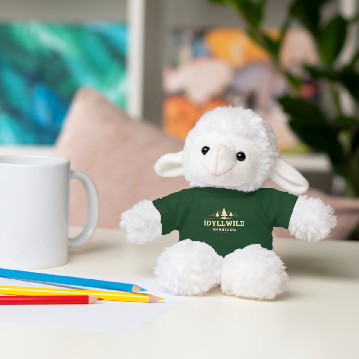 Stuffed Animals with Tee Idyllwild Mountain Badge