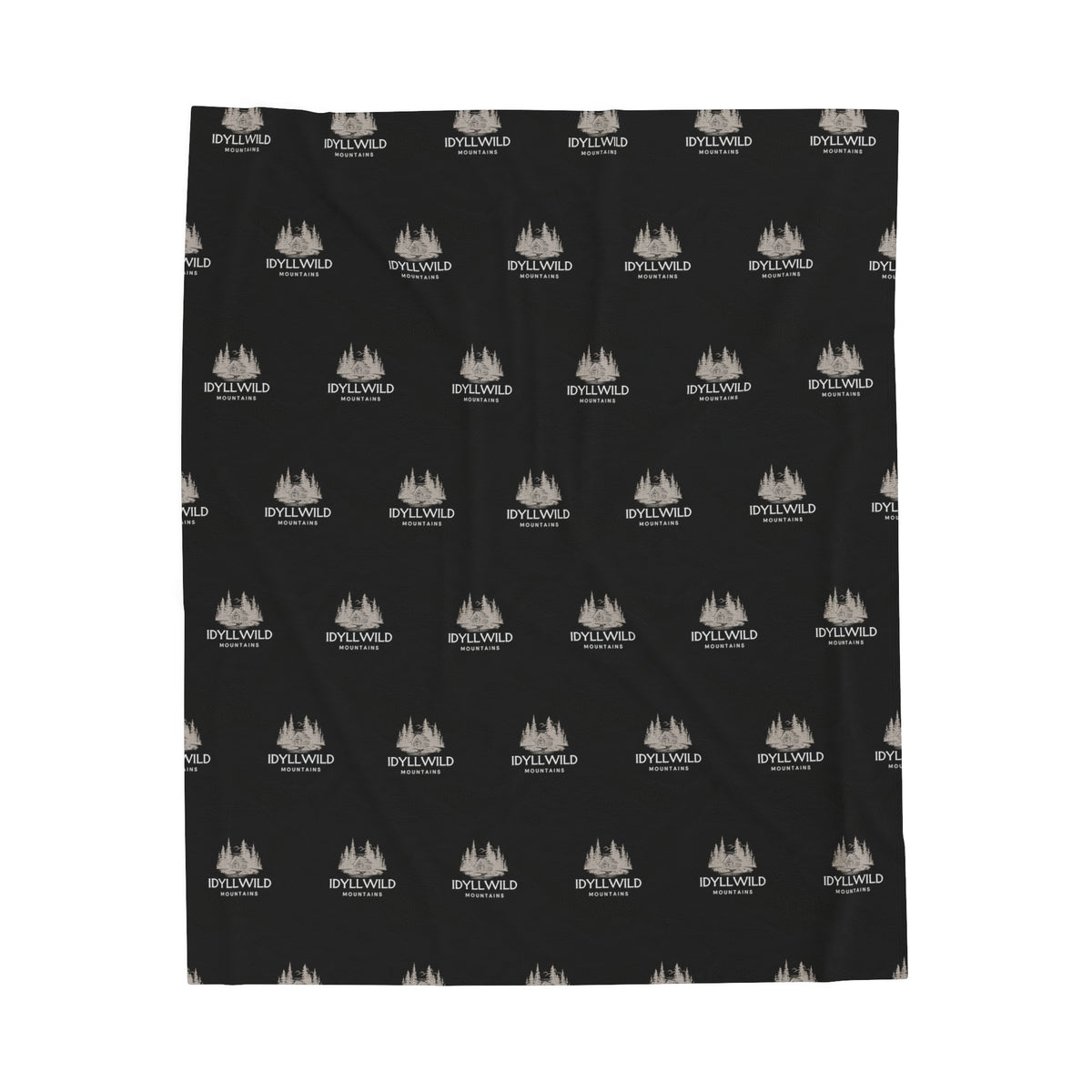 Velveteen Plush Blanket Idyllwild Cabin in the Woods Badge Pattern Black