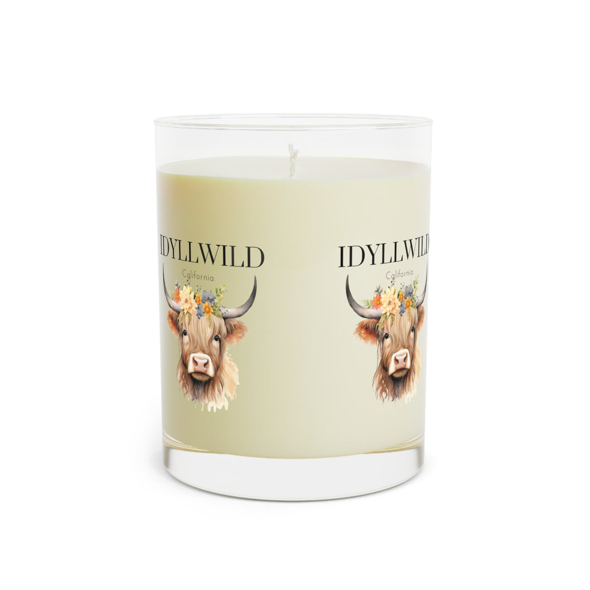 Scented Candle - Full Glass, 11oz Idyllwild Highlander Cow