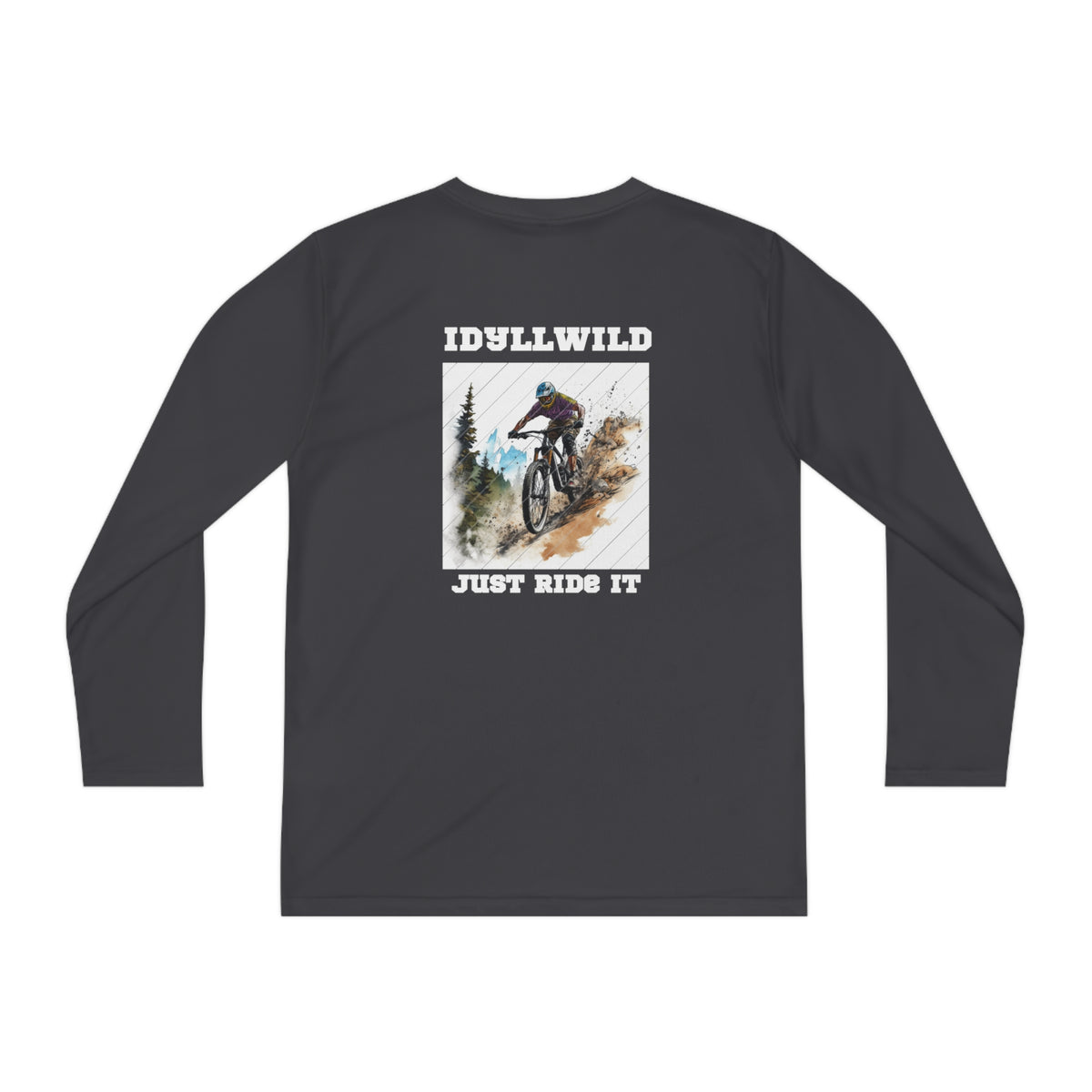 =Idyllwild Mountain Biking Square Youth Long Sleeve Competitor Tee